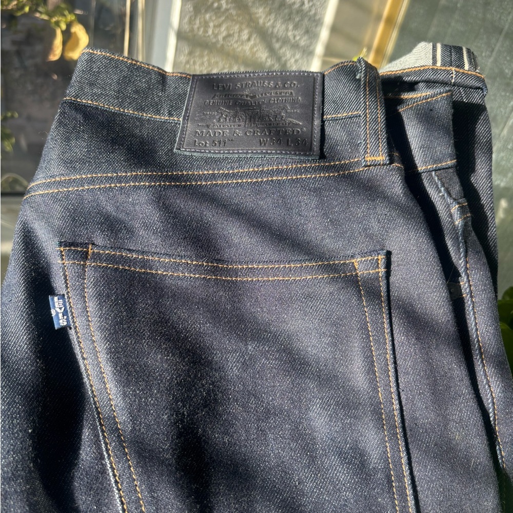 Levi's Made and Crafted 511 selvedge blue jeans 34x34 lightly worn.